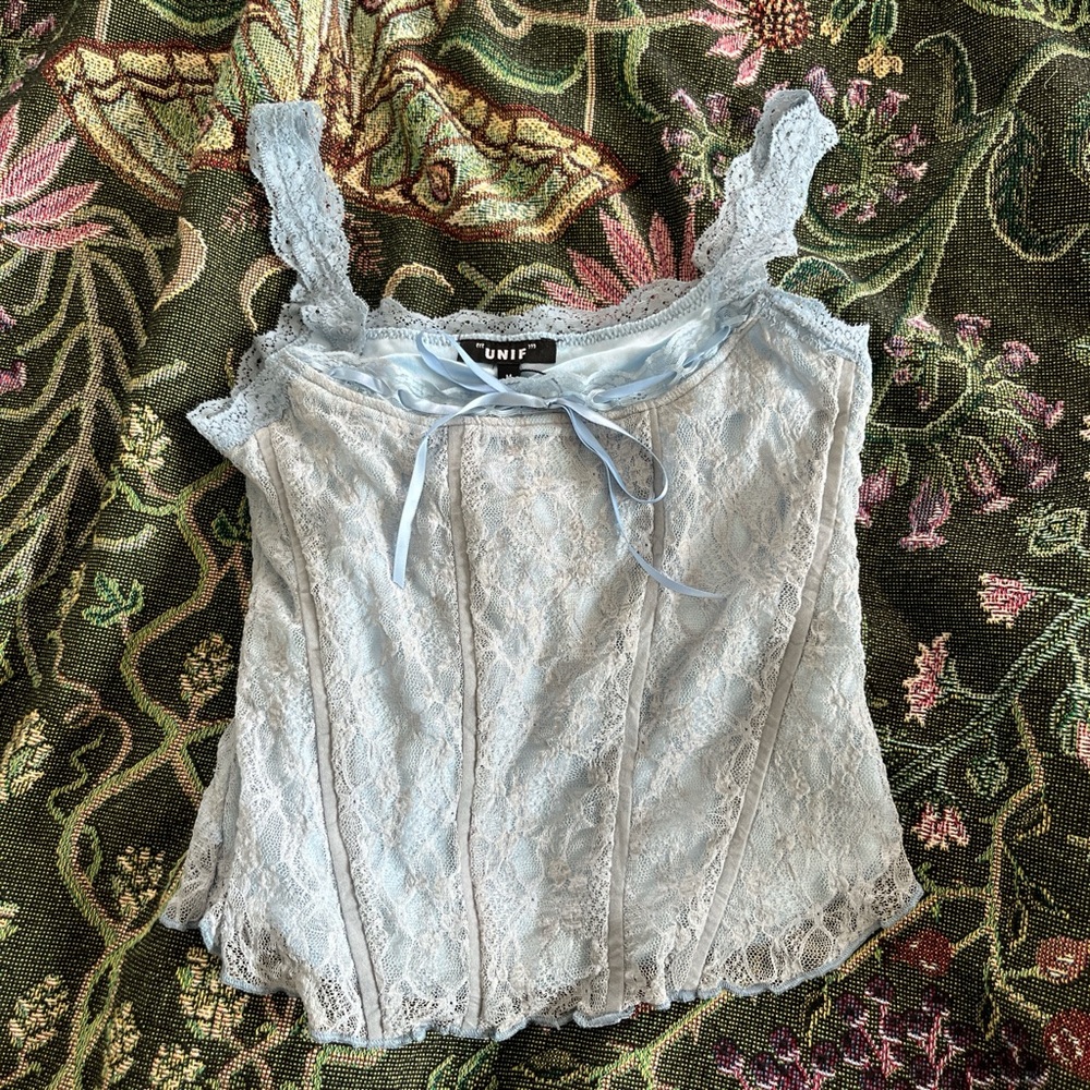 BNWT UNIF Women's Lace Top - Light Blue
